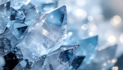 Icy Blue Crystal Cluster Macro Refraction
