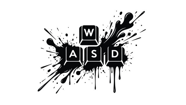 WASD Gaming Keys with Ink Splatter Design.