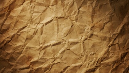 Fototapeta premium A crumpled texture of old brown paper, suggesting vintage documents, rustic crafts, and aged parchment backgrounds for design