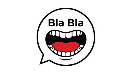 Bla Bla Bla Speech Bubble with Open Mouth and Teeth.