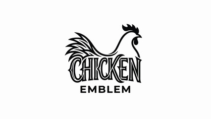 Chicken Emblem Logo Design for Restaurant or Farm.