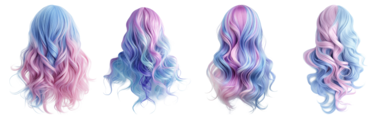 Multi-Color Wavy Hair Wig with Pastel Tones for Stunning Looks