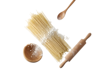 A Culinary Delight: Fresh Spaghetti and Kitchen Utensils Ready for Italian Cooking Adventure