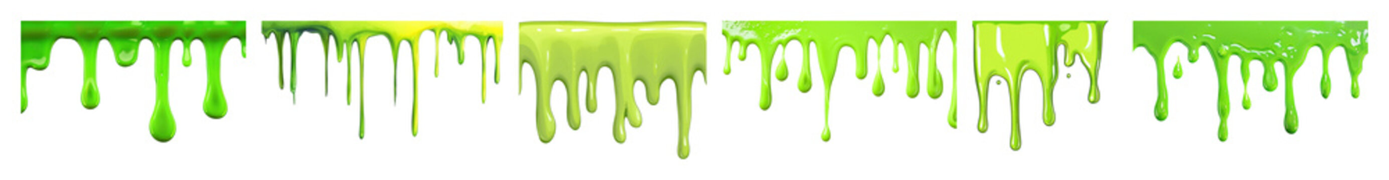 PNG Vibrant green slime drips seamlessly, element set on transparent background