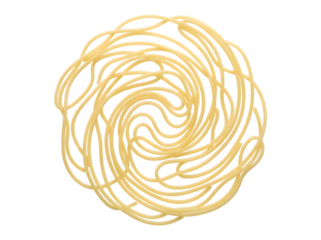 Artistic Presentation of Twisted Spaghetti Noodles Forming an Intricate Swirl Design