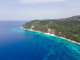 Fototapeta premium Aerial view of Lefkada near Pefkoulia beach, Greece