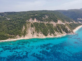 Obraz premium Aerial view of Lefkada near Pefkoulia beach, Greece