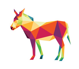 Obraz premium Donkey Horse Animal in Colorful Polygonal Low Poly Vector. Colorful Abstract Illustratiion of Donkey. Abstract Donkey Logo.