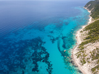 Aerial view of Lefkada near Pefkoulia beach, Greece