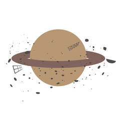 宇宙ゴミのイメージイラスト　惑星の周りに散らばる廃棄物