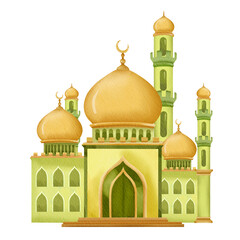 Watercolor Painting of Green Mosque