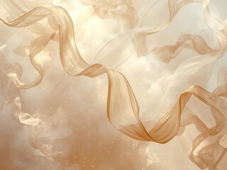 Cloud Dancer 2026 captures flowing silk ribbons dancing in golden luminous atmosphere. Translucent layers and shimmering bokeh create luxurious elegance and dreamy sophistication.