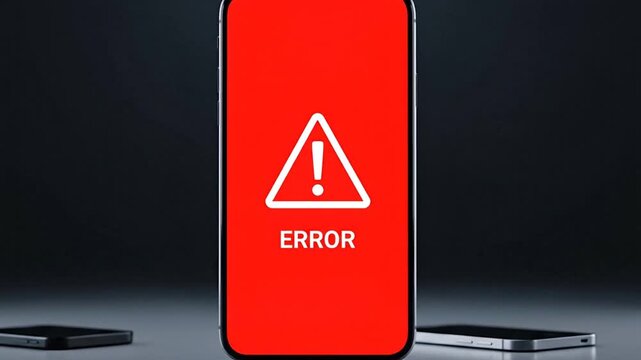 Digital Error: An illuminated smartphone screen displays a red error message. Indicating a technology or software glitch. Capture the digital realm's uncertainty.
