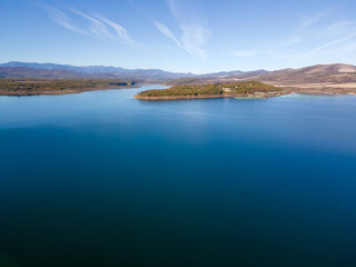 Aerial Autumn view of Ogosta Reservoir, Bulgaria