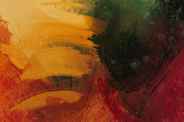 Abstract painting with gold red and dark colors bold paint texture wallpaper background