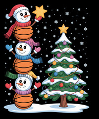 Fun Christmas Basketball Snowman Topper Tree Holiday Family