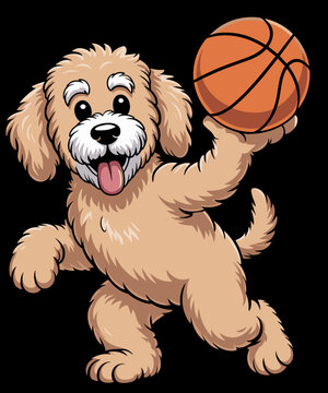 Goldendoodle Basketball Funny Dog Athletic
