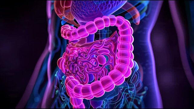 Glowing Pink Intestinal Anatomy