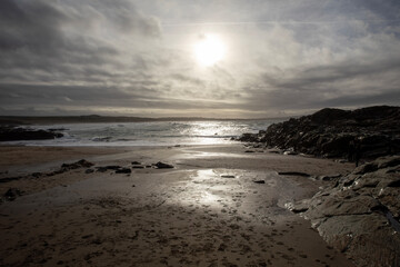 Late afternoon views of Godrevy Beach in Cornwall, UK.