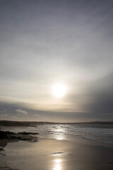 Late afternoon views of Godrevy Beach in Cornwall, UK.