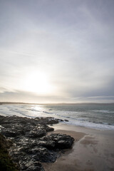 Late afternoon views of Godrevy Beach in Cornwall, UK.