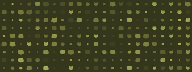 Monochromatic green cat head pattern, a whimsical and minimalist design element for backgrounds, fabric, or digital art.
