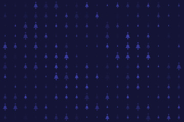 Seamless Abstract Pattern of Blue Christmas Trees and Stars on a Dark Navy Background for Holiday Design