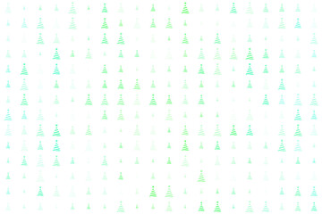 Seamless Pattern of Stylized Glowing Green Christmas Trees on transparent background for Holiday Design