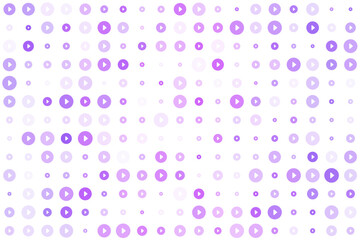 Abstract digital background with glowing purple play buttons and circles creating a dynamic tech pattern, perfect for media and entertainment themes.