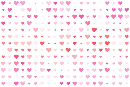 Romantic digital pattern featuring a multitude of pink and red heart shapes scattered across a dark background, ideal for love, Valentine's Day, or celebration designs.