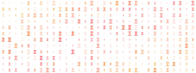 Digital pattern of stylized human figures, some with graduation caps, representing education, academic achievement, and student community on a dark background.