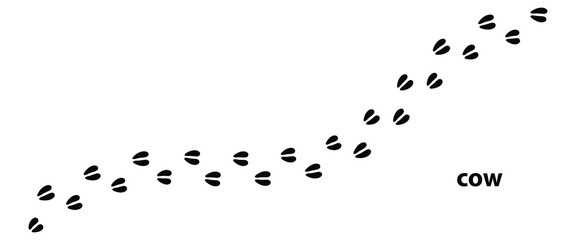 Cow Footprint Isolated Vector,Cow Footprint Trail Vector Graphic,Cow Hoof Print Vector Illustration on White Background