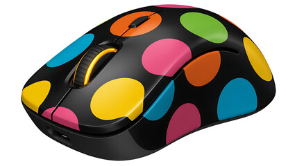 Obraz premium Vibrant Polka Dot Wireless Computer Mouse Isolated on White
