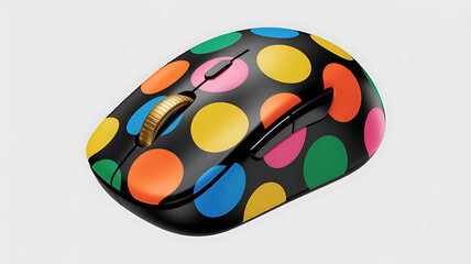Vibrant Polka Dot Wireless Computer Mouse on Clean White Background