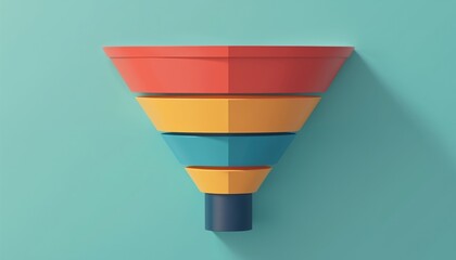 Vivid color sales funnel concept. Illustration stages, marketing conversions. Ideal tool optimize lead generation, boost sales strategy. Visual metaphor represents conversion rates in business.