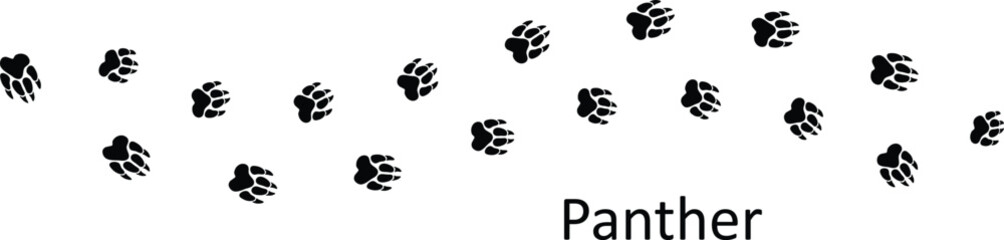 Black Panther Paw Print Vector Illustration,Black Panther Track Mark Vector Graphic © Sejal