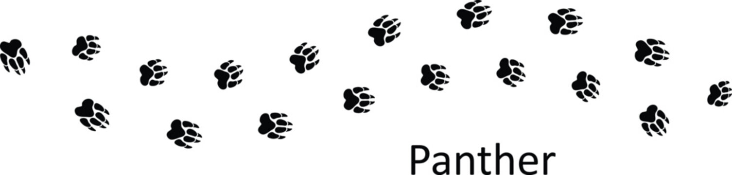 Black Panther Paw Print Vector Illustration,Black Panther Track Mark Vector Graphic