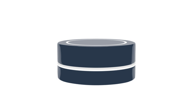 Circular Dark Gray Container with White Stripes and White Dots on Top Surface isolated on Black Background Studio Shot