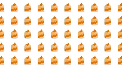 Background with rows and columns of stylized cake slices, perfect for bakery advertisement, food blogs, birthday invitations, dessert menus.