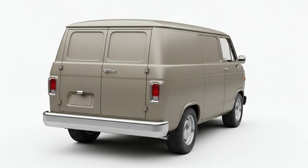 Classic cargo van in neutral color isolated on white background