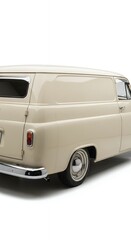 Classic cream colored delivery van on a white background side view