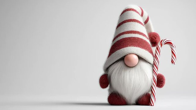 Cute Christmas Gnome Holding Candy Cane Plush Toy Holiday Decoration