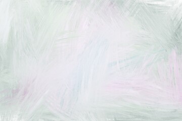 Fototapeta premium Abstract artwork displays pastel hues. Brushstrokes create texture. Light pink, pale green, and white tones blend. The composition evokes softness. Suitable for backgrounds or design elements