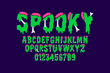 horror alphabet design. halloween font design. Melted and spooky cartoon font design for halloween or creepy concept