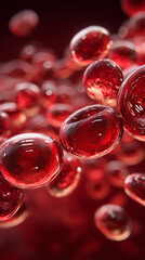 red blood cells flowing through vein, haemoglobin, anaemia concept, women's menstrual health, 3d medical healthcare