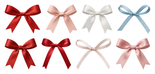 PNG Colorful satin bows collection, element set on transparent background