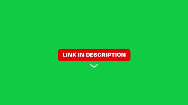Bouncing link in description animated button isolated on chroma key green screen background.