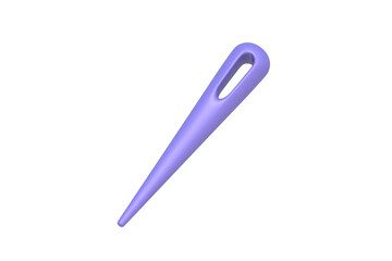 Sewing needle of purple color isolated on white background. Equipment for atelier. 3d render