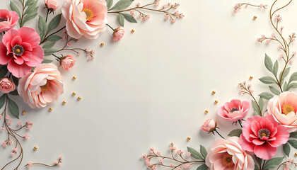 Floral arrangement with pink flowers on a light background
