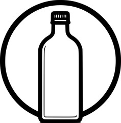 Minimalist black-white plastic bottle icon with clean lines, no shading, isolated on white. Simple, modern, scalable, and ideal for logos or digital use.
